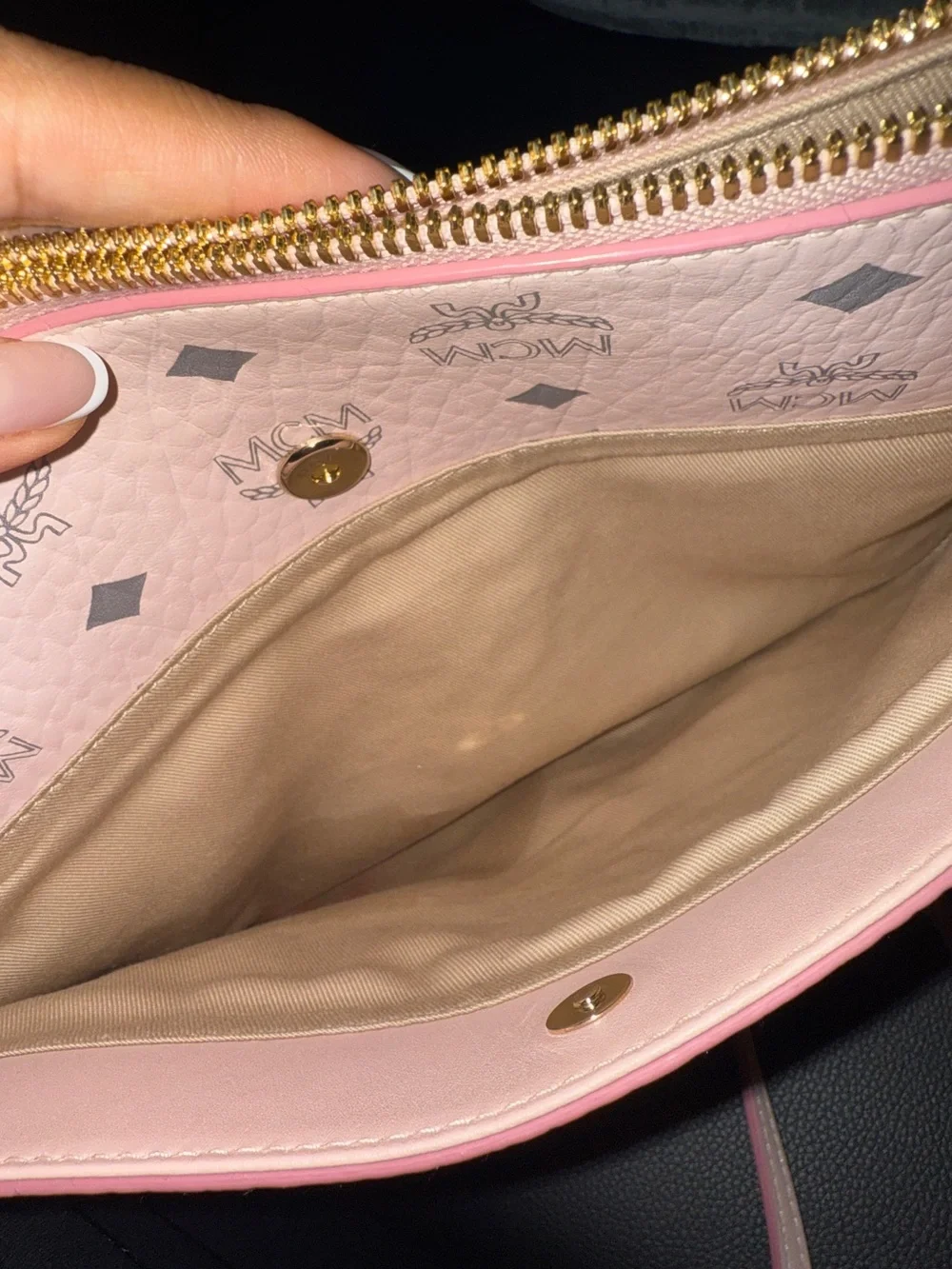 MCM Pale Pink Monogram Crossbody Bag